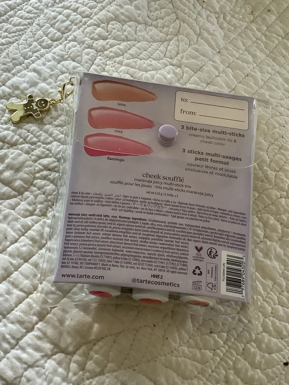 New tarte Kindness Café 3 x Lip & Cheek Stick Set Trio + Charm